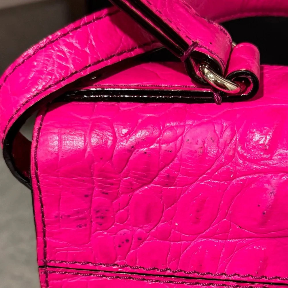 Kate Spade Doris Neon Pink Crocodile Print Handbag! - Picture 4 of 14